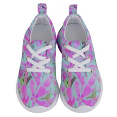 Hot Pink And White Peppermint Twist Flower Petals Running Shoes by myrubiogarden