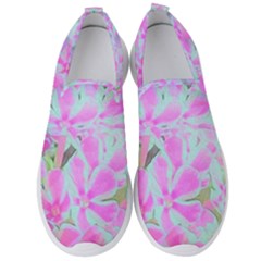 Hot Pink And White Peppermint Twist Flower Petals Men s Slip On Sneakers