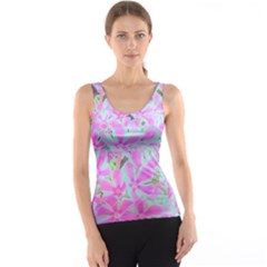 Hot Pink And White Peppermint Twist Flower Petals Tank Top by myrubiogarden