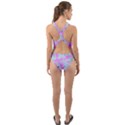 Hot Pink And White Peppermint Twist Flower Petals Cut-Out Back One Piece Swimsuit View2