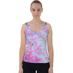 Hot Pink And White Peppermint Twist Flower Petals Velvet Tank Top by myrubiogarden