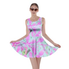 Hot Pink And White Peppermint Twist Flower Petals Skater Dress by myrubiogarden