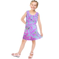 Hot Pink And White Peppermint Twist Flower Petals Kids  Tunic Dress by myrubiogarden