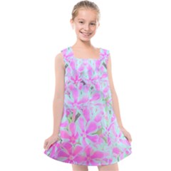 Hot Pink And White Peppermint Twist Flower Petals Kids  Cross Back Dress by myrubiogarden