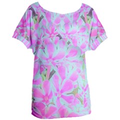 Hot Pink And White Peppermint Twist Flower Petals Women s Oversized Tee by myrubiogarden