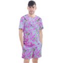 Hot Pink And White Peppermint Twist Flower Petals Men s Mesh Tee and Shorts Set View1