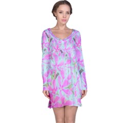 Hot Pink And White Peppermint Twist Flower Petals Long Sleeve Nightdress by myrubiogarden