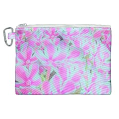 Hot Pink And White Peppermint Twist Flower Petals Canvas Cosmetic Bag (xl) by myrubiogarden