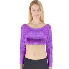 Hot Pink And Purple Abstract Branch Pattern Long Sleeve Crop Top by myrubiogarden