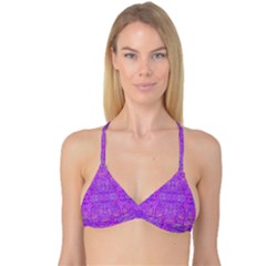 Hot Pink And Purple Abstract Branch Pattern Reversible Tri Bikini Top by myrubiogarden