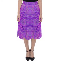 Hot Pink And Purple Abstract Branch Pattern Classic Midi Skirt by myrubiogarden