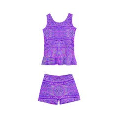 Hot Pink And Purple Abstract Branch Pattern Kid s Boyleg Swimsuit by myrubiogarden