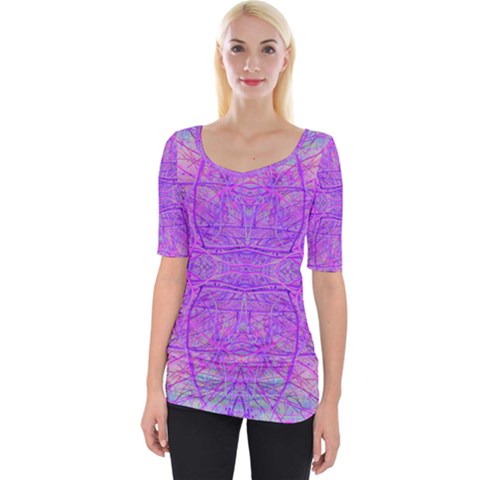 Hot Pink And Purple Abstract Branch Pattern Wide Neckline Tee by myrubiogarden