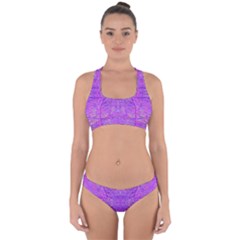 Hot Pink And Purple Abstract Branch Pattern Cross Back Hipster Bikini Set by myrubiogarden