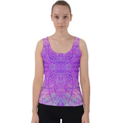 Hot Pink And Purple Abstract Branch Pattern Velvet Tank Top by myrubiogarden