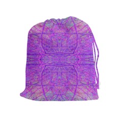 Hot Pink And Purple Abstract Branch Pattern Drawstring Pouch (xl) by myrubiogarden