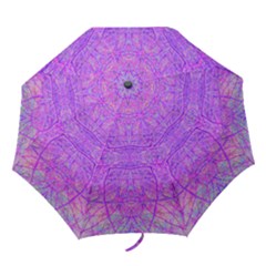 Hot Pink And Purple Abstract Branch Pattern Folding Umbrellas by myrubiogarden