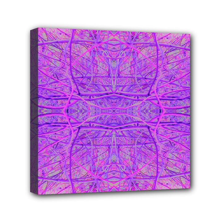 Hot Pink And Purple Abstract Branch Pattern Mini Canvas 6  x 6  (Stretched)