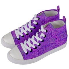 Hot Pink And Purple Abstract Branch Pattern Women s Mid-top Canvas Sneakers by myrubiogarden