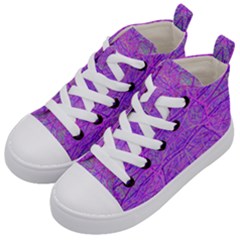 Hot Pink And Purple Abstract Branch Pattern Kid s Mid-top Canvas Sneakers by myrubiogarden