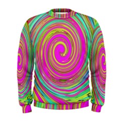 Groovy Abstract Pink, Turquoise And Yellow Swirl Men s Sweatshirt by myrubiogarden