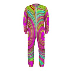 Groovy Abstract Pink, Turquoise And Yellow Swirl Onepiece Jumpsuit (kids) by myrubiogarden