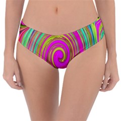 Groovy Abstract Pink, Turquoise And Yellow Swirl Reversible Classic Bikini Bottoms by myrubiogarden