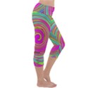 Groovy Abstract Pink, Turquoise And Yellow Swirl Capri Yoga Leggings View3