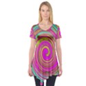 Groovy Abstract Pink, Turquoise And Yellow Swirl Short Sleeve Tunic  View1