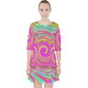 Groovy Abstract Pink, Turquoise And Yellow Swirl Pocket Dress View1