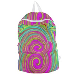 Groovy Abstract Pink, Turquoise And Yellow Swirl Foldable Lightweight Backpack by myrubiogarden