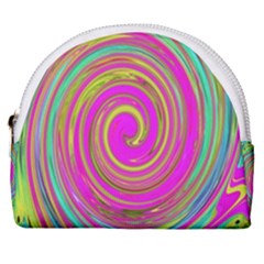 Groovy Abstract Pink, Turquoise And Yellow Swirl Horseshoe Style Canvas Pouch