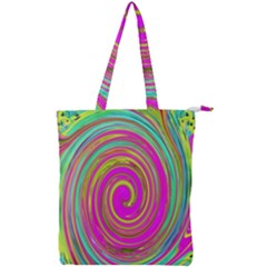 Groovy Abstract Pink, Turquoise And Yellow Swirl Double Zip Up Tote Bag by myrubiogarden