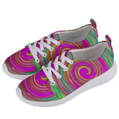 Groovy Abstract Pink, Turquoise And Yellow Swirl Women s Lightweight Sports Shoes by myrubiogarden