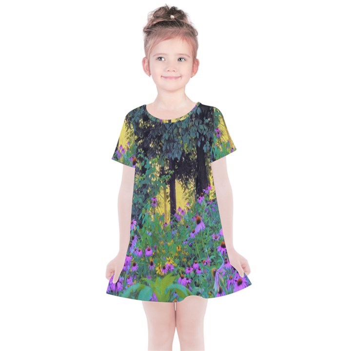 Hazy Morning Sunrise In My Rubio Garden Kids  Simple Cotton Dress