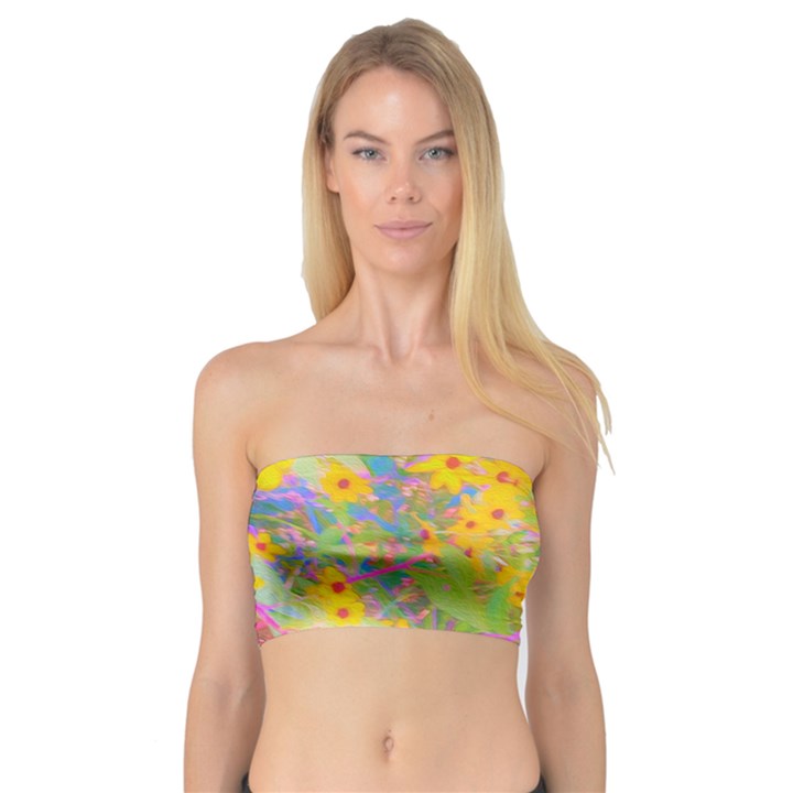 Pretty Yellow And Red Flowers With Turquoise Bandeau Top