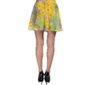 Pretty Yellow And Red Flowers With Turquoise Skater Skirt View2