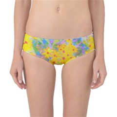 Pretty Yellow And Red Flowers With Turquoise Classic Bikini Bottoms by myrubiogarden