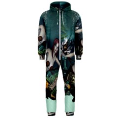 Wonderful Fmermaid With Turtle In The Deep Ocean Hooded Jumpsuit (men)  by FantasyWorld7