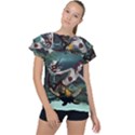 Wonderful Fmermaid With Turtle In The Deep Ocean Ruffle Collar Chiffon Blouse View1