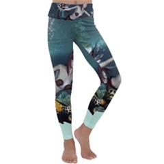 Wonderful Fmermaid With Turtle In The Deep Ocean Kids  Lightweight Velour Classic Yoga Leggings by FantasyWorld7