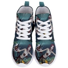 Wonderful Fmermaid With Turtle In The Deep Ocean Women s Lightweight High Top Sneakers by FantasyWorld7