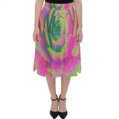 Lime Green And Pink Succulent Sedum Rosette Classic Midi Skirt by myrubiogarden