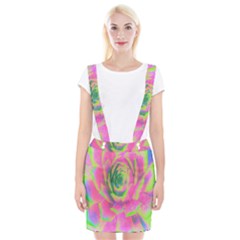 Lime Green And Pink Succulent Sedum Rosette Braces Suspender Skirt by myrubiogarden