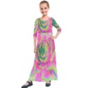 Lime Green And Pink Succulent Sedum Rosette Kids  Quarter Sleeve Maxi Dress View1