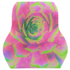 Lime Green And Pink Succulent Sedum Rosette Car Seat Back Cushion  by myrubiogarden