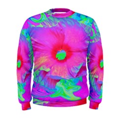 Psychedelic Pink And Red Hibiscus Flower Men s Sweatshirt by myrubiogarden