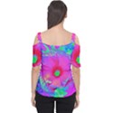 Psychedelic Pink And Red Hibiscus Flower Cutout Shoulder Tee View2