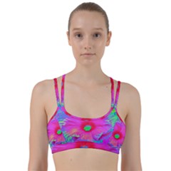 Psychedelic Pink And Red Hibiscus Flower Line Them Up Sports Bra by myrubiogarden