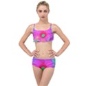 Psychedelic Pink And Red Hibiscus Flower Layered Top Bikini Set View1